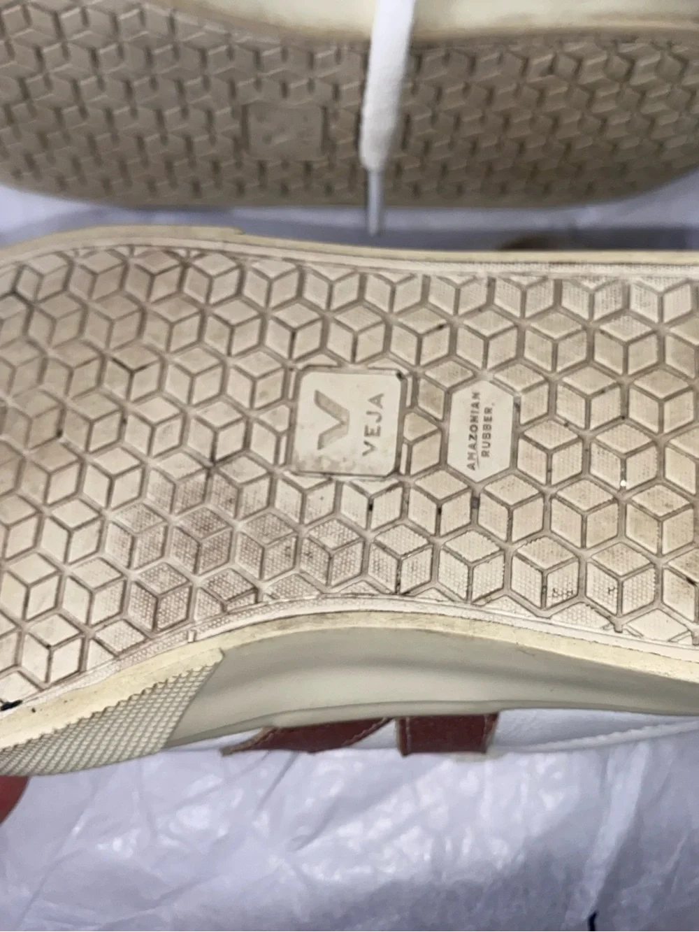 Veja White Leather Sneakers with Rose Metallic V size 6